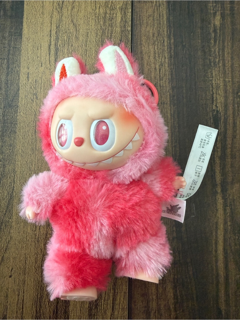 Pop Mart Pink Plush Labubu Keychain - Soft Fuzzy Accessory